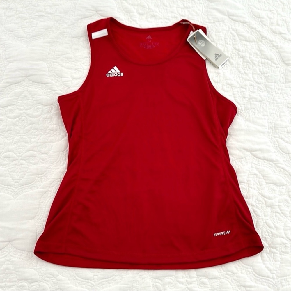 Adidas Women’s T19 Singlet Medium M Power Red White Team Athletic Tank Top NWT!